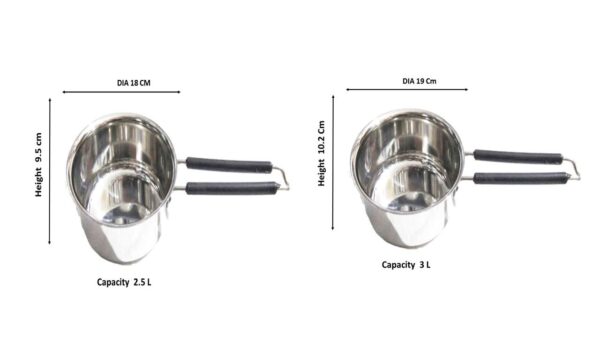 Chillatai Sauce Pan/Milk Pan/Tea Pan - Combo Of 2 Sauce Pans (2.5 & 3 Litres) - Image 2