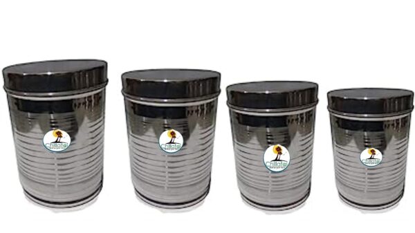 Chillatai Storage Containers Stainless Steel for Kitchen/Sambadam Set of 4 CONTAINERS