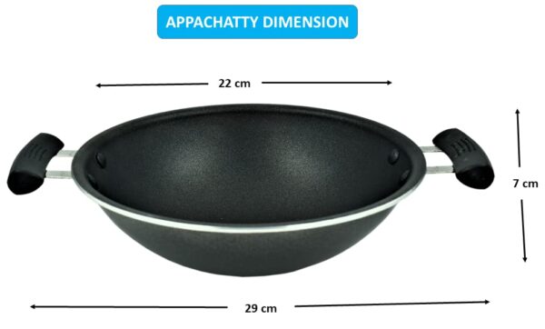 Chillatai Non-Stick Aluminium Appachatti/Appa kadai with Stainless Steel Lid - Image 2