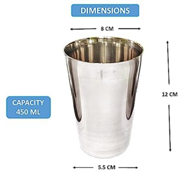 CHILLATAI Stainless Steel Water/Juice Drinking Glass 3 Piecess 450 ml (0.45 Liter) - Image 4