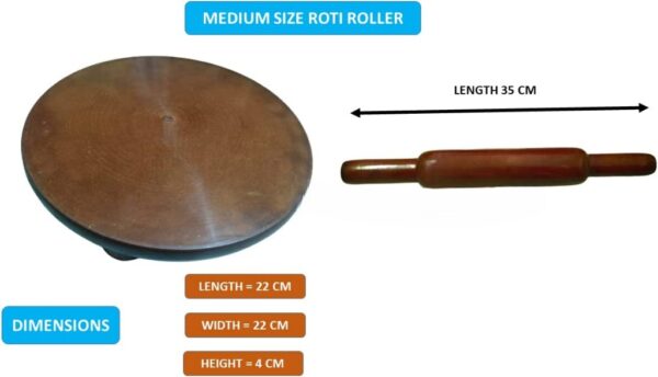 CHILLATAI Wooden Chakla Belan/Wooden Roti Roller/Chapathi Kattai/Rolling Pin Board/Wodden chakla 10 inch - Image 4