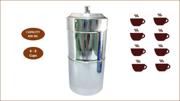 Chillatai Stainless Steel South Indian Filter Coffee Maker / Coffee Maker 200ML (4-5 Cups) - Image 5