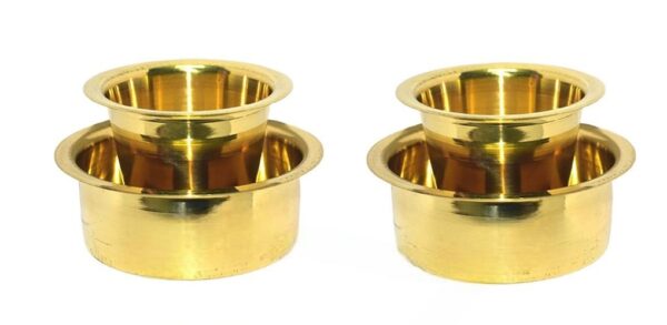 CHILLATAI Traditional Brass Dabara Sets/Brass Coffee Dabara set Pack of 2 sets (Tumbler/Glass 100 ml, Dabara 150 ml)