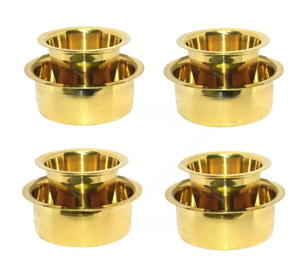 CHILLATAI Traditional Brass Dabara Sets/Brass Coffee Dabara set Pack of 4 sets (Tumbler/Glass 100 ml, Dabara 150 ml)