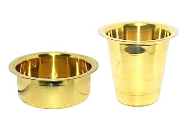 CHILLATAI Traditional Brass Dabara Sets/Brass Coffee Dabara set Pack of 4 sets (Tumbler/Glass 100 ml, Dabara 150 ml) - Image 5