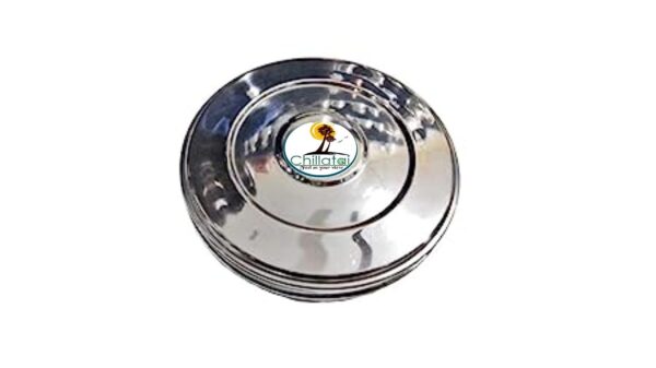 Chillatai Masala Box/Anjarai Petti Stainless Steel With 7 Cups Medium Size, Round Shape Masala Box