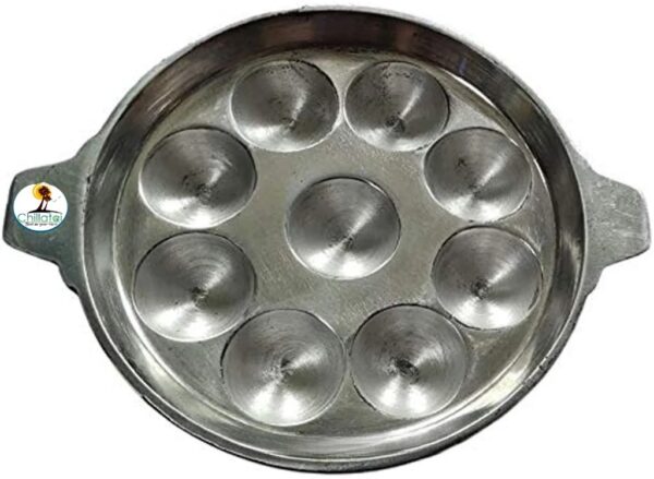 Chillatai Indolium Appam Patra/Paniyaram Pan/Kuli Paniyara kallu 9 Cavity/Kuli (1100 Grams)